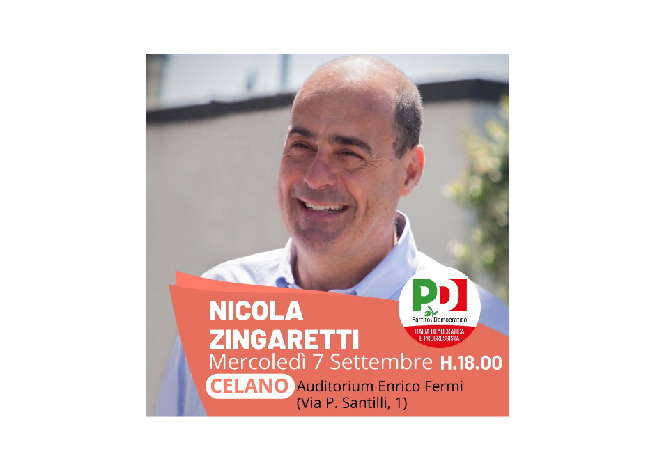 Il 7 settembre Nicola Zingaretti a Celano